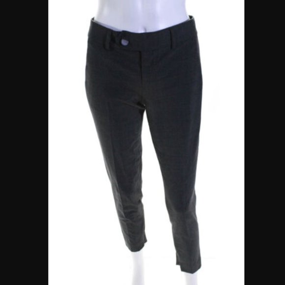 Vince Size 10 woman cool wool blend pants with leather trim and ankle zip - Picture 12 of 13